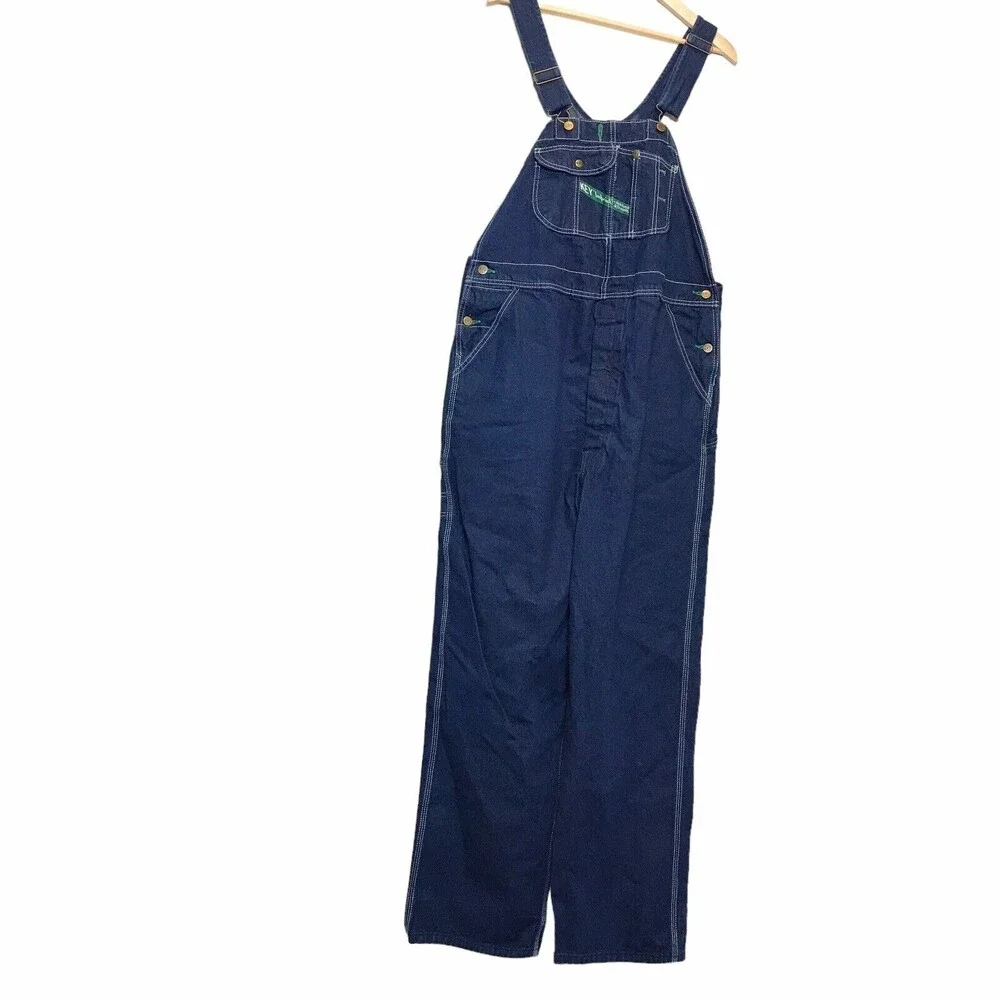 Key Imperial denim bib overalls mens size  42x34  Dark‎ Wash